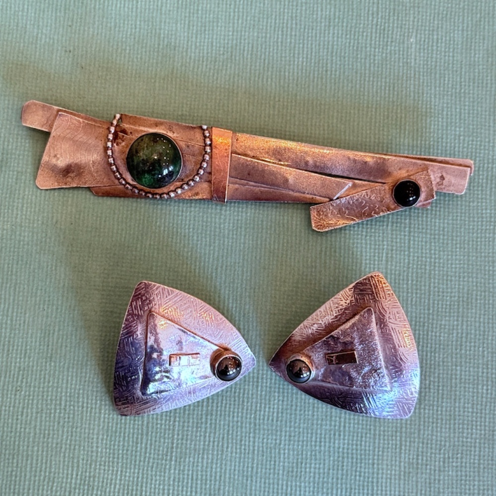 Lynda Thorp Vintage 1994 Abstract Brooch & Earrings